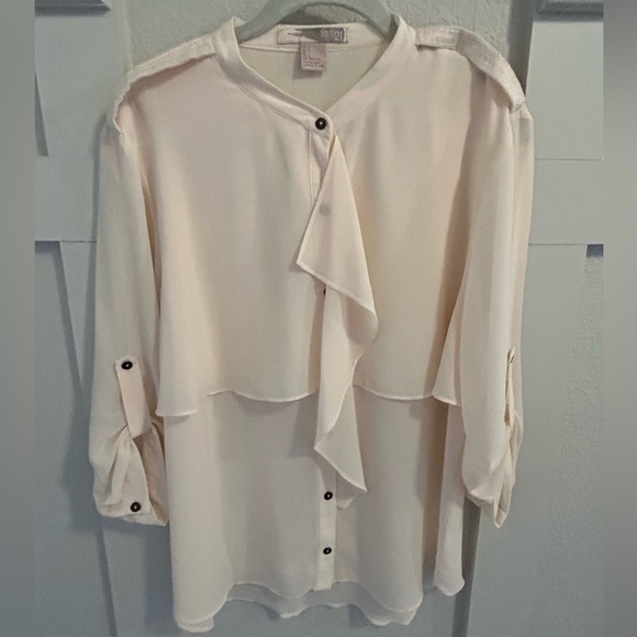 Tops - Cream Button Up Shirt‎